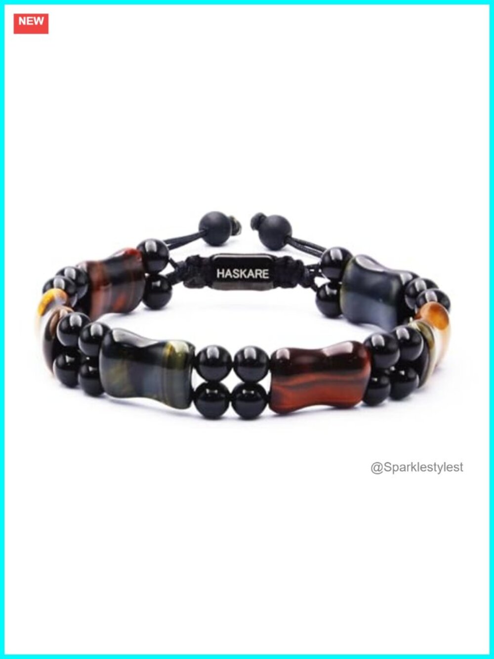 Mens Multicolored Tiger Eye Beaded Bracelet Adjustable Drawstring